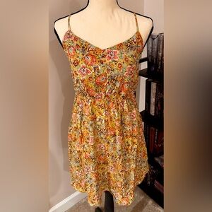 Floral Summer Dress with Orange, Green & White Accents